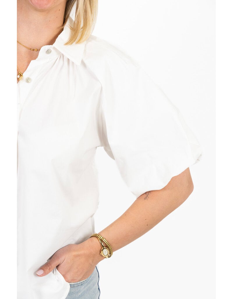 21Jewelz Effen blouse met korte pofmouw - wit