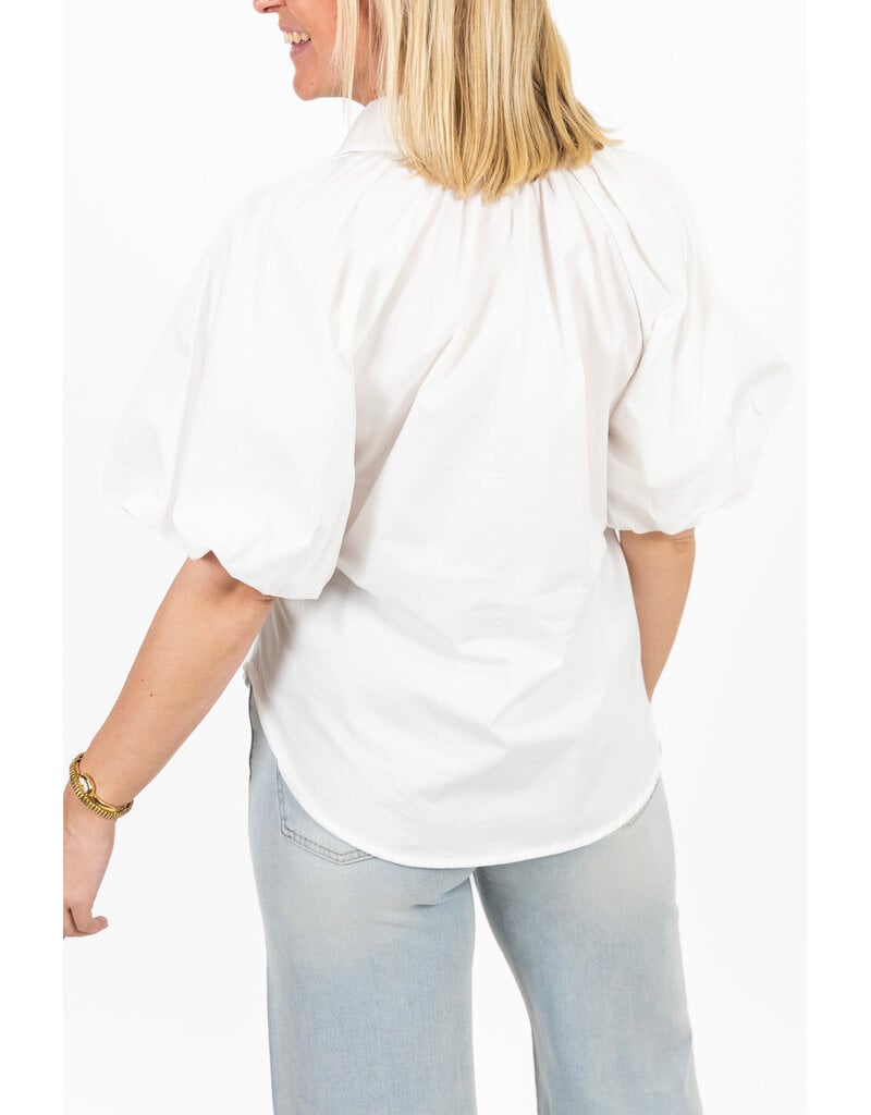 21Jewelz Effen blouse met korte pofmouw - wit
