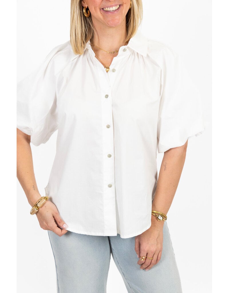 21Jewelz Effen blouse met korte pofmouw - wit