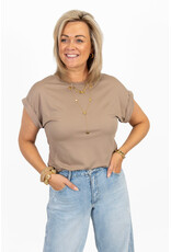 21Jewelz Basic truitje met opgerolde mouwtjes - taupe