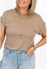 21Jewelz Basic truitje met opgerolde mouwtjes - taupe