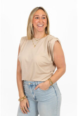 21Jewelz Basic shirt met schoudervulling - beige