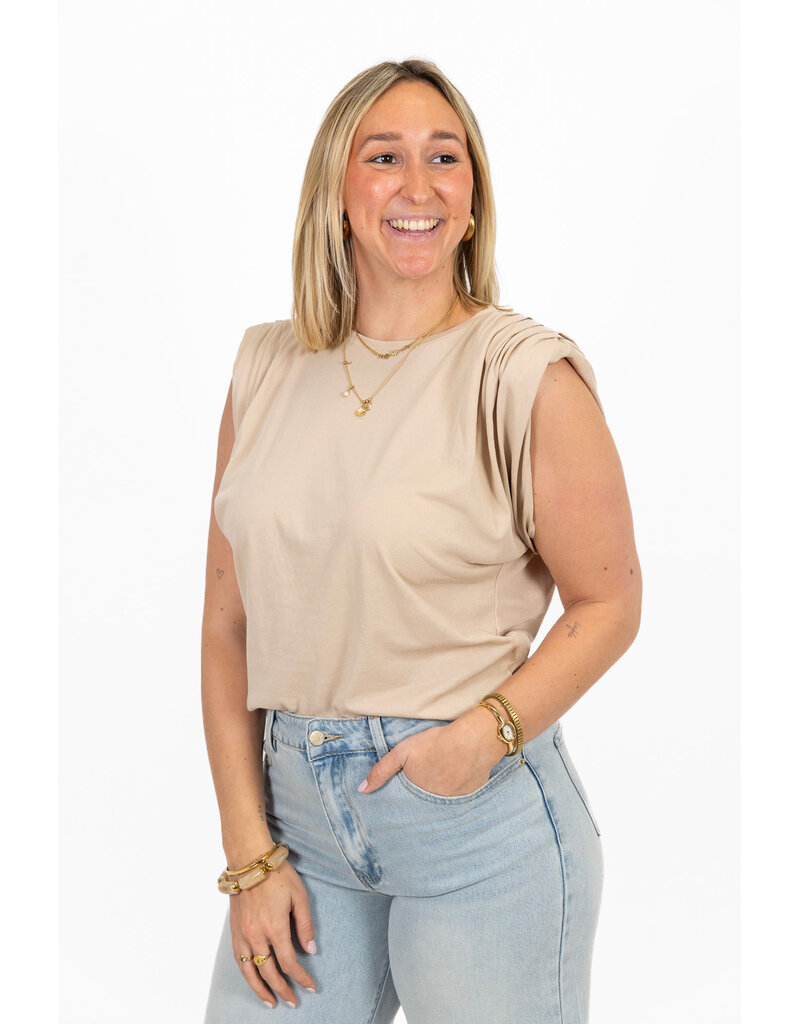 21Jewelz Basic shirt met schoudervulling - beige