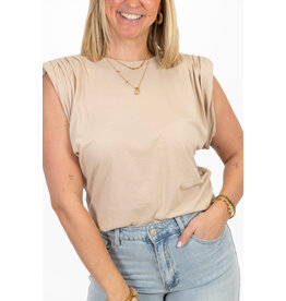 21Jewelz Basic shirt met schoudervulling - beige