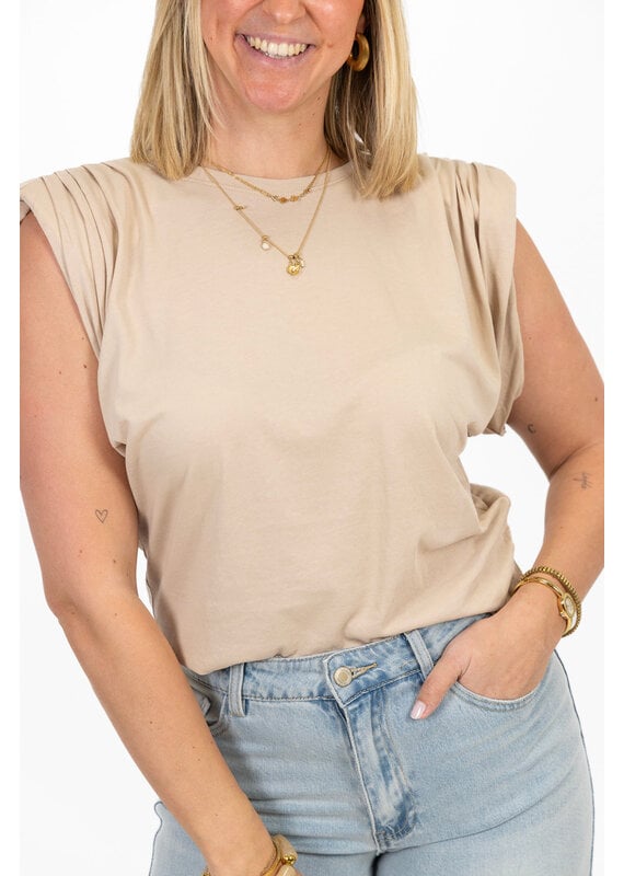 21Jewelz Basic shirt met schoudervulling - beige
