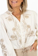 21Jewelz Gestreepte blouse met borduursel - beige