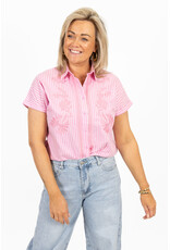 21Jewelz Gestreepte blouse met korte mouwen - roze/wit