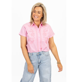 21Jewelz Gestreepte blouse met korte mouwen - roze/wit