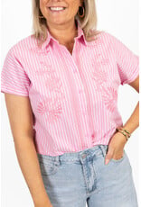 21Jewelz Gestreepte blouse met korte mouwen - roze/wit
