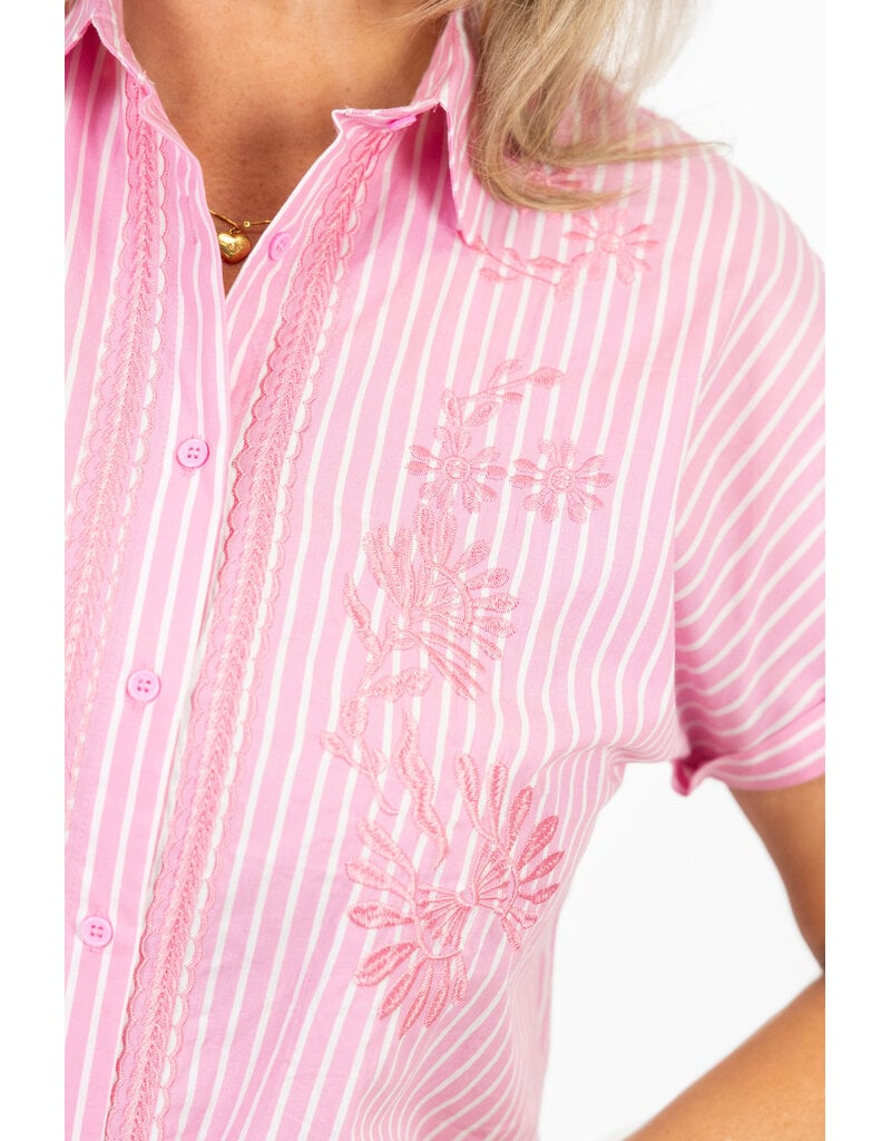 21Jewelz Gestreepte blouse met korte mouwen - roze/wit