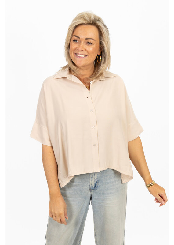 21Jewelz Losvallende blouse met korte mouwen - beige