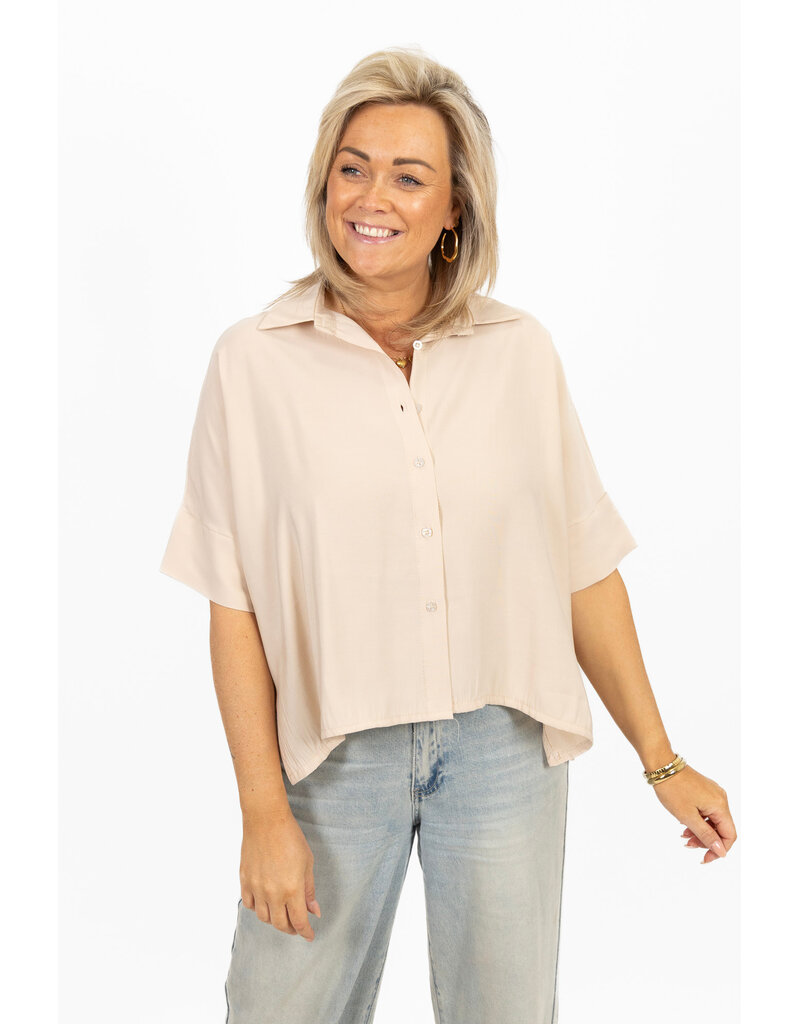 21Jewelz Losvallende blouse met korte mouwen - beige