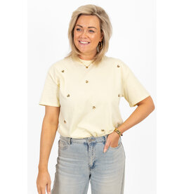 21Jewelz T-shirt met stud hartjes - geel