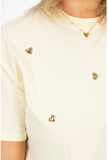 21Jewelz T-shirt met stud hartjes - geel