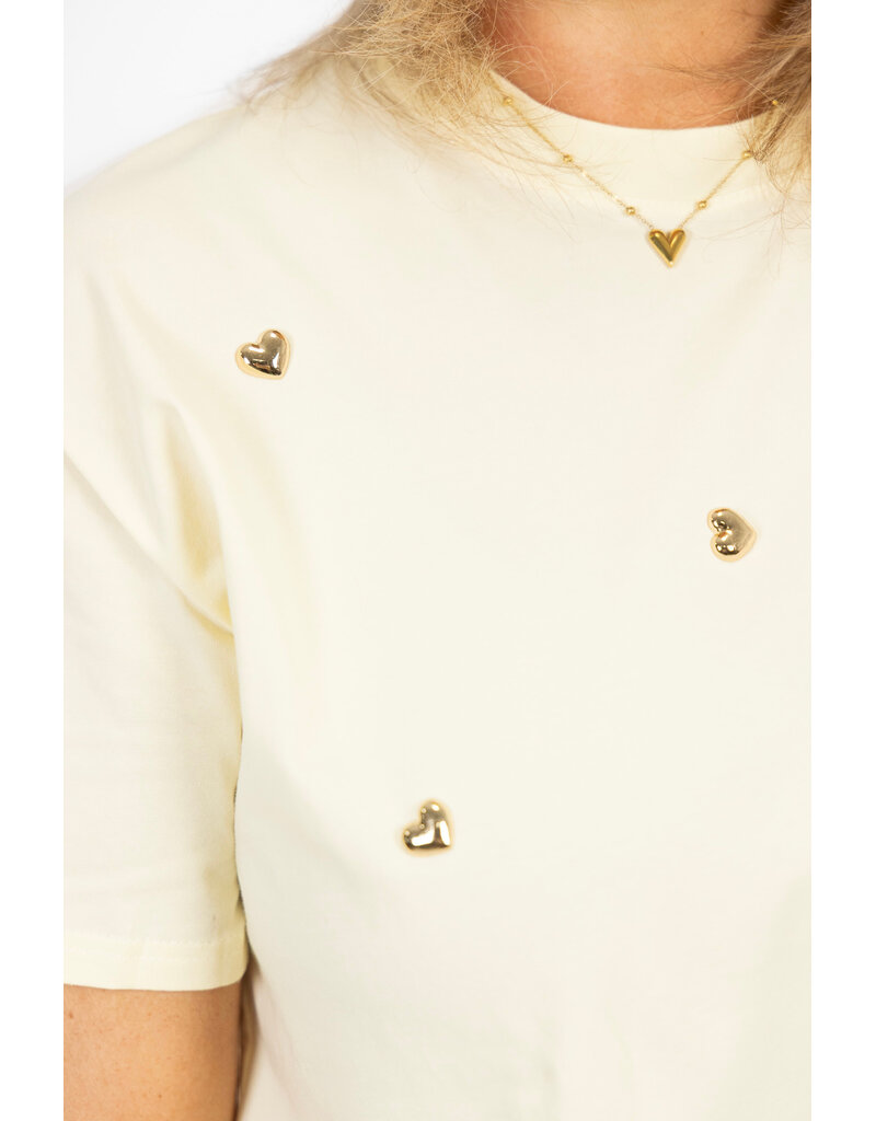 21Jewelz T-shirt met stud hartjes - geel