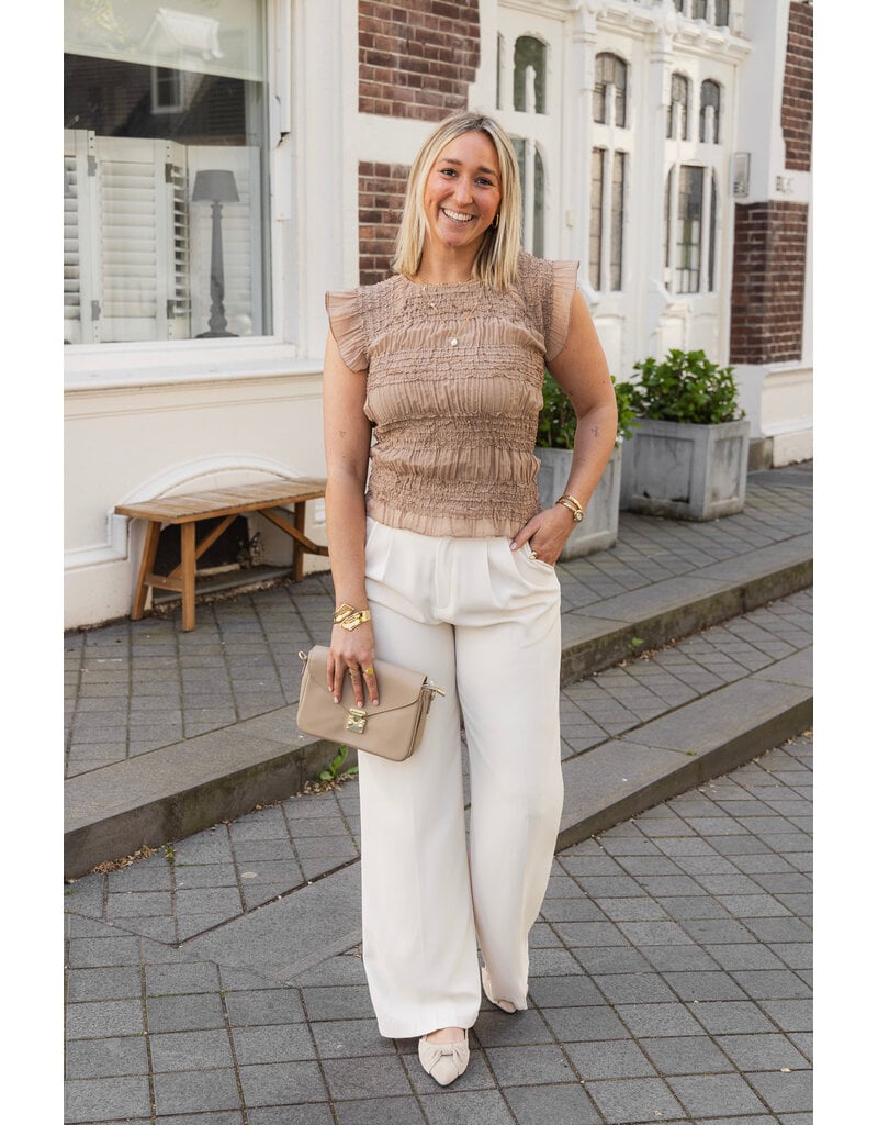 21Jewelz Strakke top met structuur - donker beige