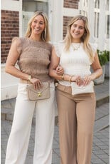 21Jewelz Strakke top met structuur - donker beige