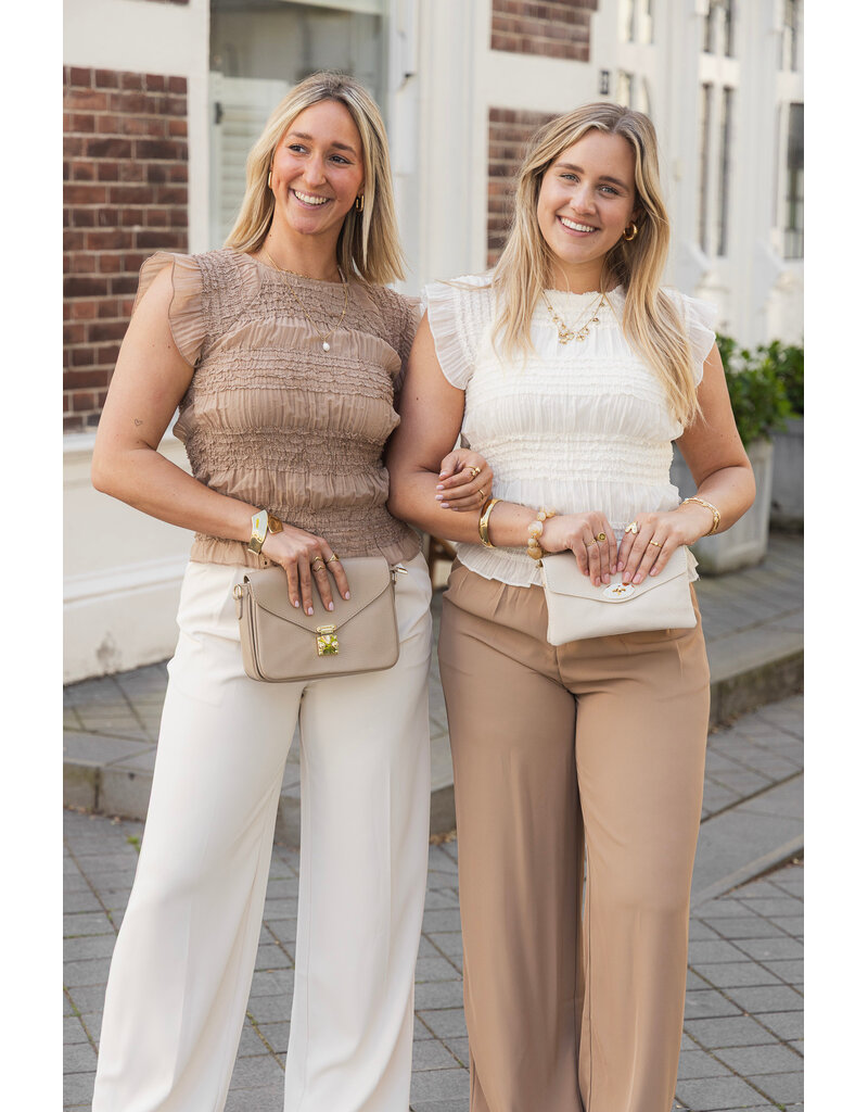 21Jewelz Strakke top met structuur - donker beige
