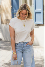 21Jewelz Basic truitje met opgerolde mouwtjes - ecru