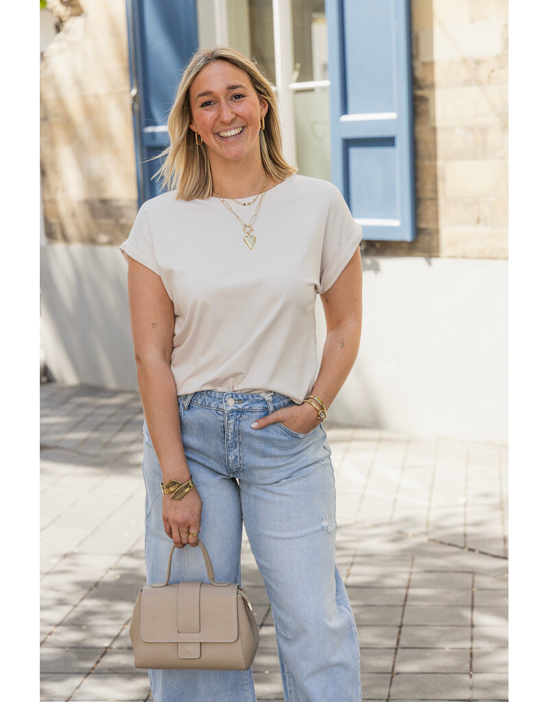 21Jewelz Basic truitje met opgerolde mouwtjes - ecru