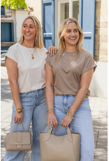 21Jewelz Basic truitje met opgerolde mouwtjes - taupe
