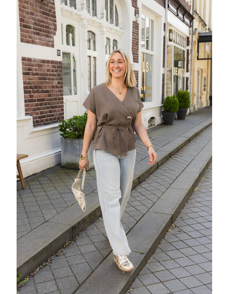 21Jewelz Overslag blazer met korte mouwen - taupe