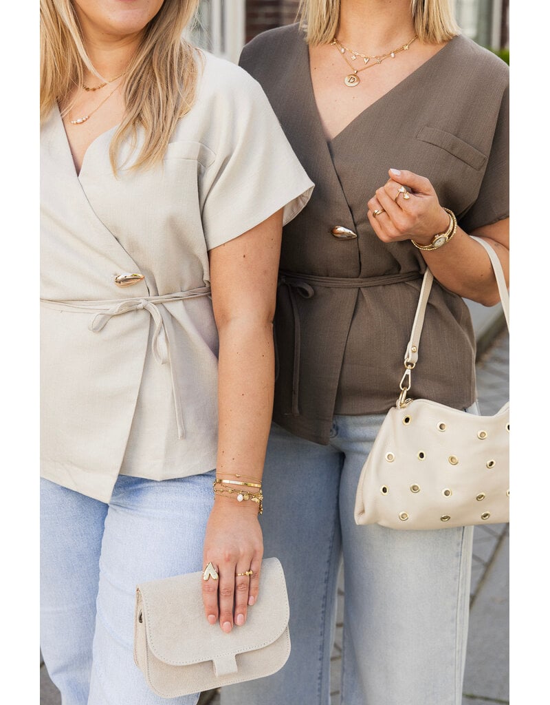 21Jewelz Overslag blazer met korte mouwen - taupe