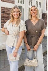 21Jewelz Overslag blazer met korte mouwen - taupe
