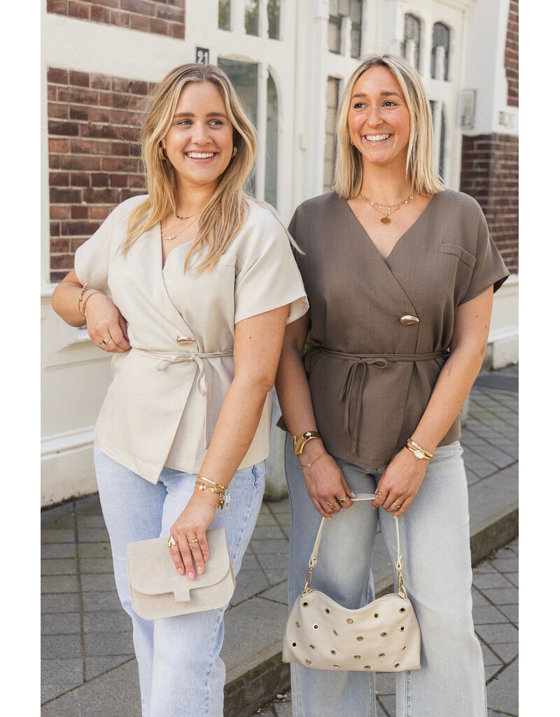 21Jewelz Overslag blazer met korte mouwen - taupe