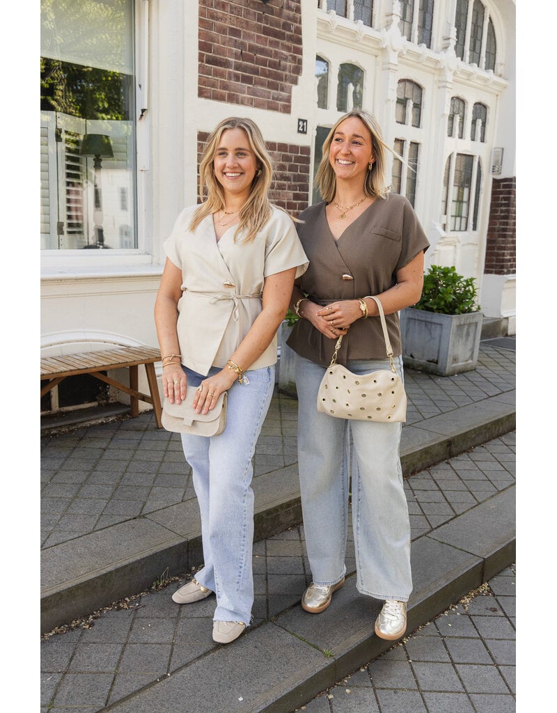 21Jewelz Overslag blazer met korte mouwen - beige