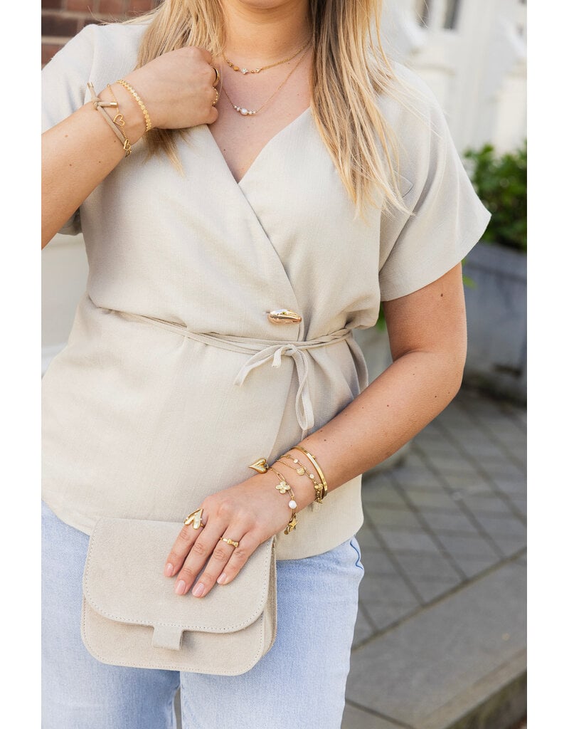 21Jewelz Overslag blazer met korte mouwen - beige