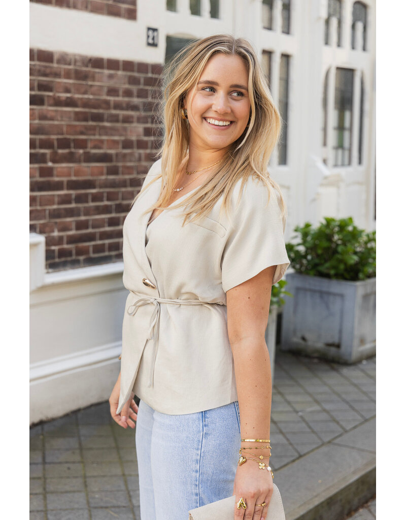 21Jewelz Overslag blazer met korte mouwen - beige