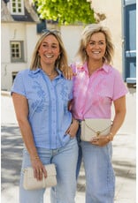 21Jewelz Gestreepte blouse met korte mouwen - roze/wit