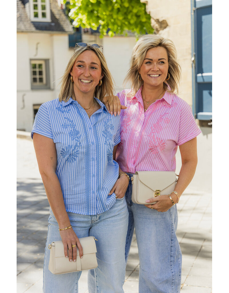 21Jewelz Gestreepte blouse met korte mouwen - blauw/wit
