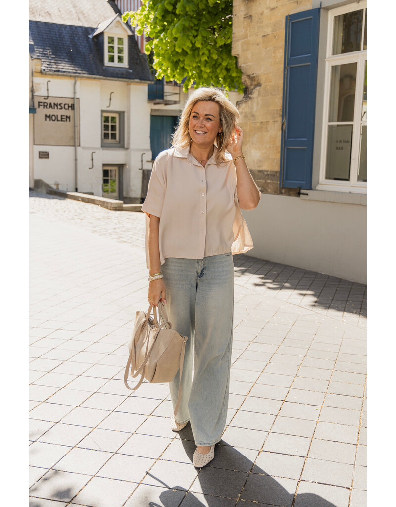 21Jewelz Losvallende blouse met korte mouwen - beige