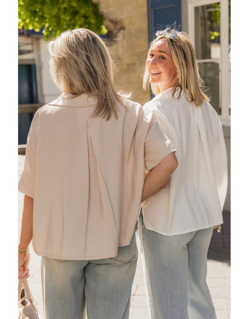 21Jewelz Losvallende blouse met korte mouwen - beige
