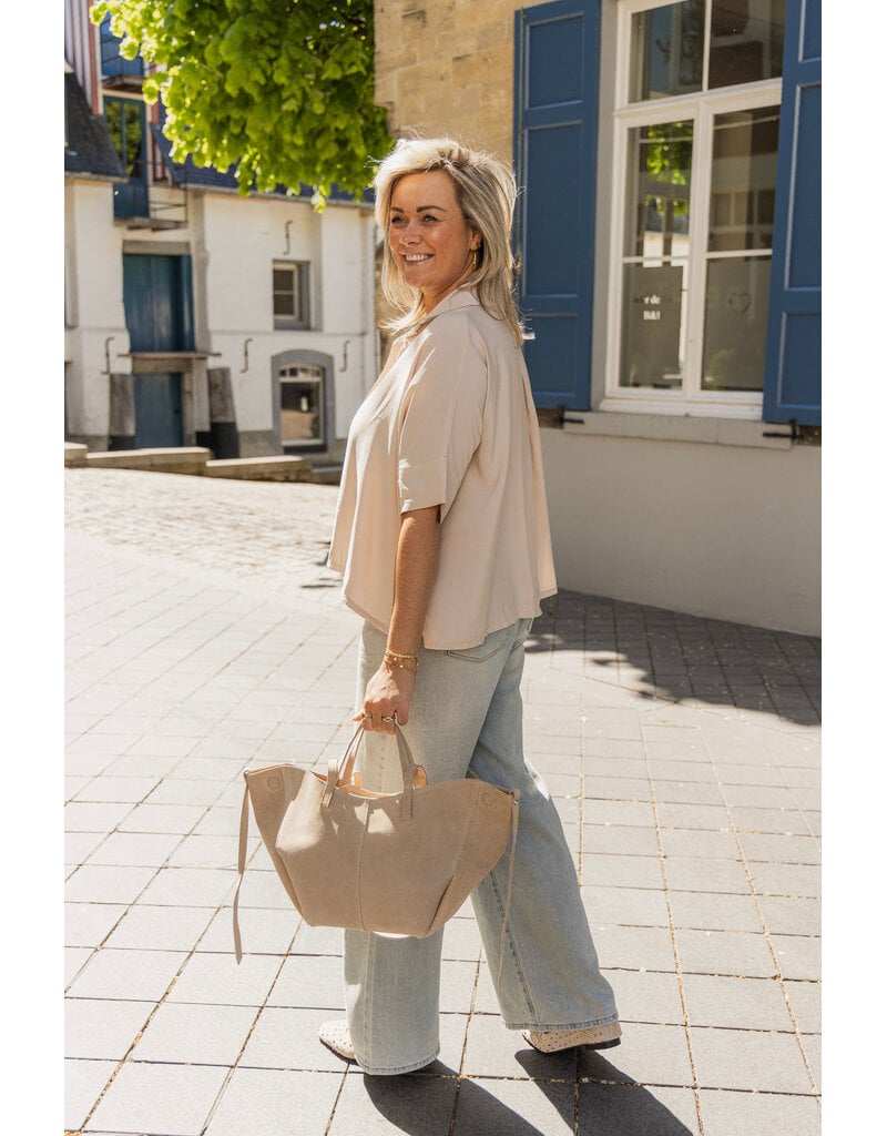 21Jewelz Losvallende blouse met korte mouwen - beige