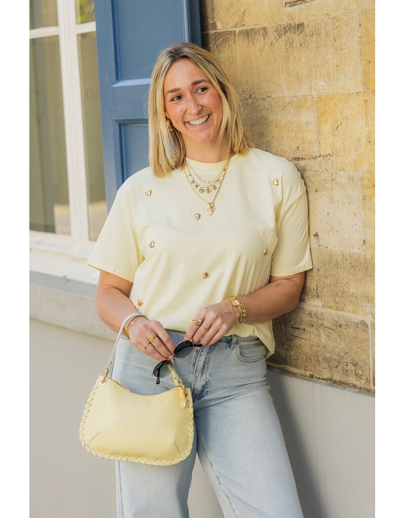 21Jewelz T-shirt met stud hartjes - geel