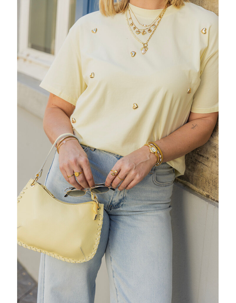 21Jewelz T-shirt met stud hartjes - geel