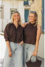 21Jewelz Effen blouse met driekwart pofmouw - bruin