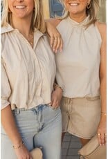 21Jewelz Effen blouse met driekwart pofmouw - beige
