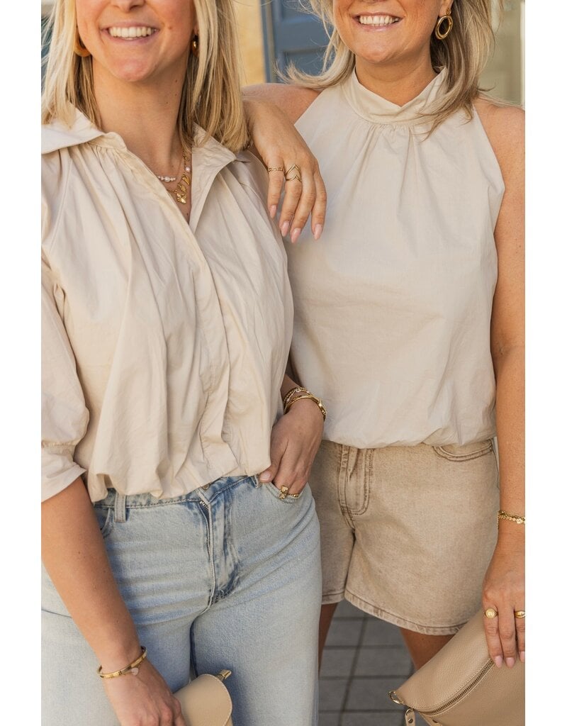 21Jewelz Effen blouse met driekwart pofmouw - beige