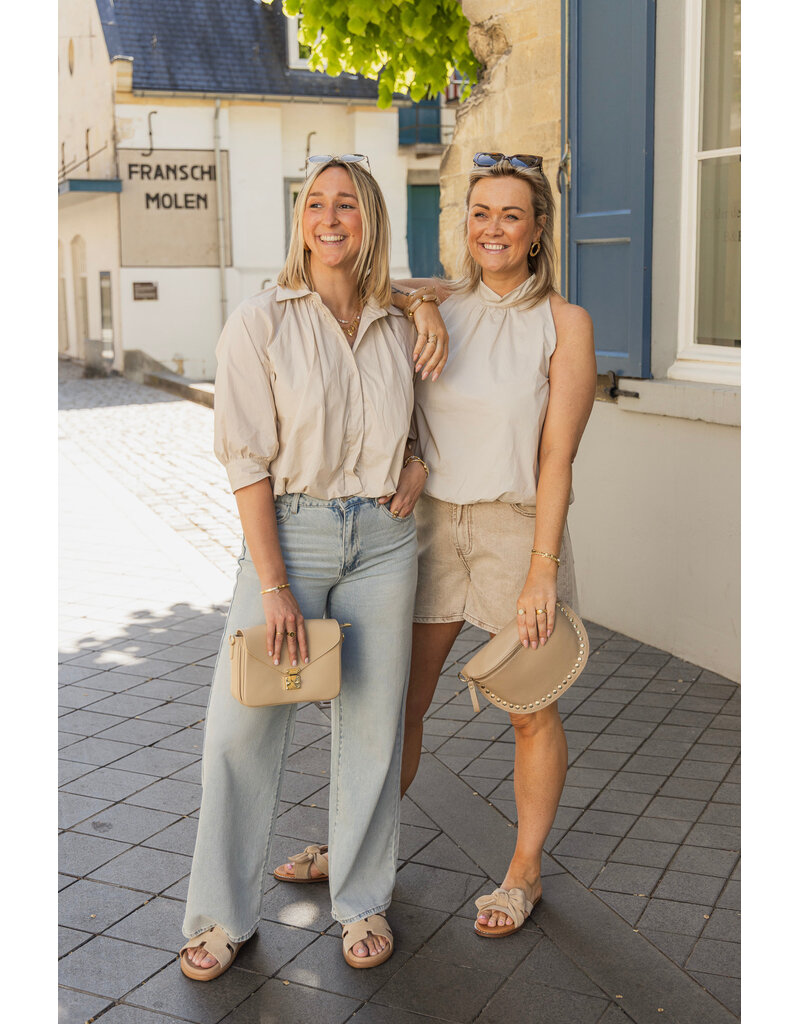 21Jewelz Effen blouse met driekwart pofmouw - beige