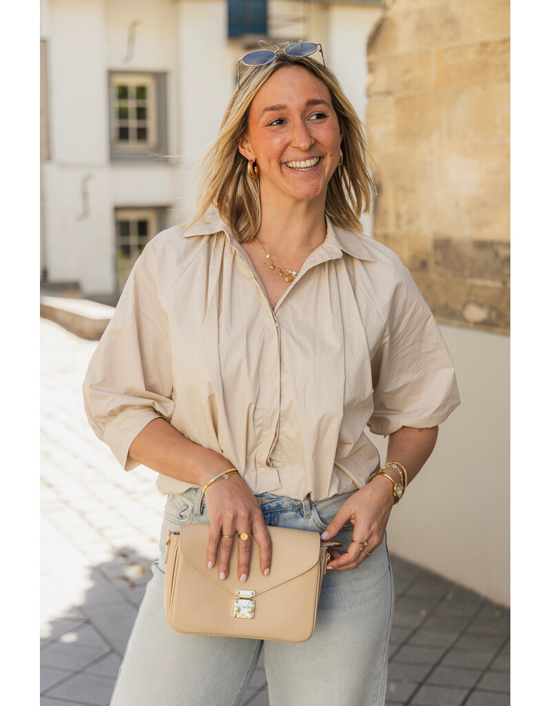 21Jewelz Effen blouse met driekwart pofmouw - beige