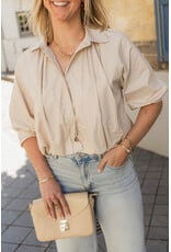 21Jewelz Effen blouse met driekwart pofmouw - beige