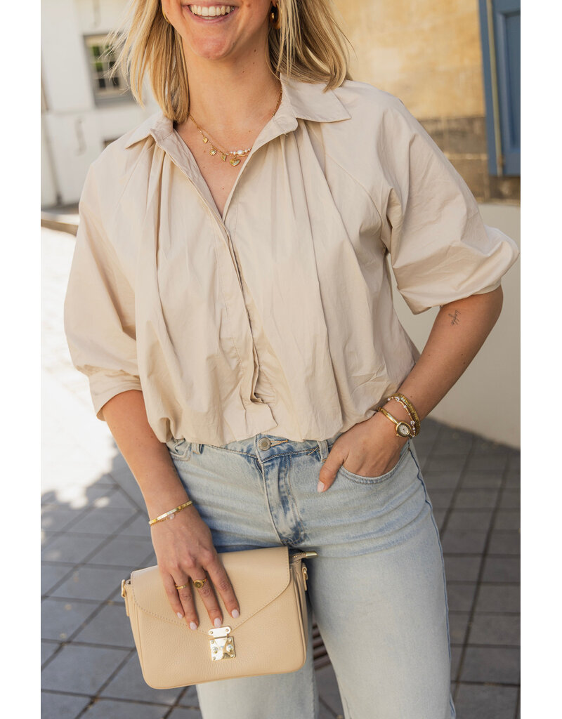 21Jewelz Effen blouse met driekwart pofmouw - beige