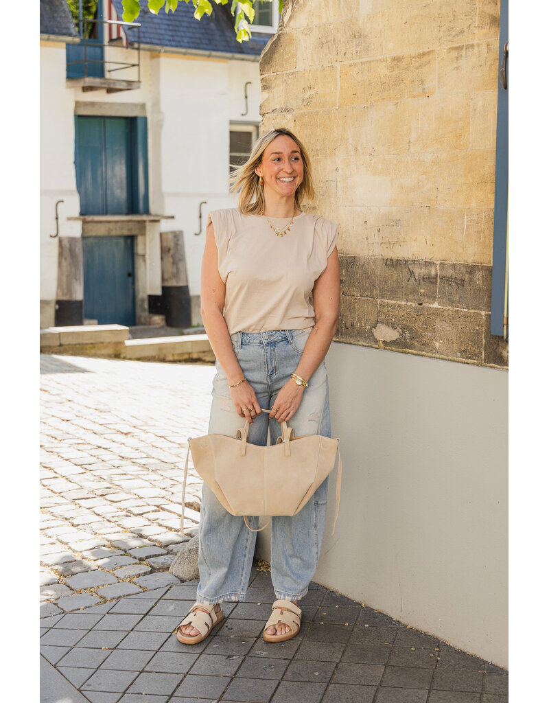 21Jewelz Basic shirt met schoudervulling - beige