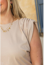 21Jewelz Basic shirt met schoudervulling - beige