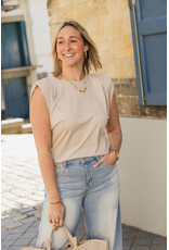 21Jewelz Basic shirt met schoudervulling - beige