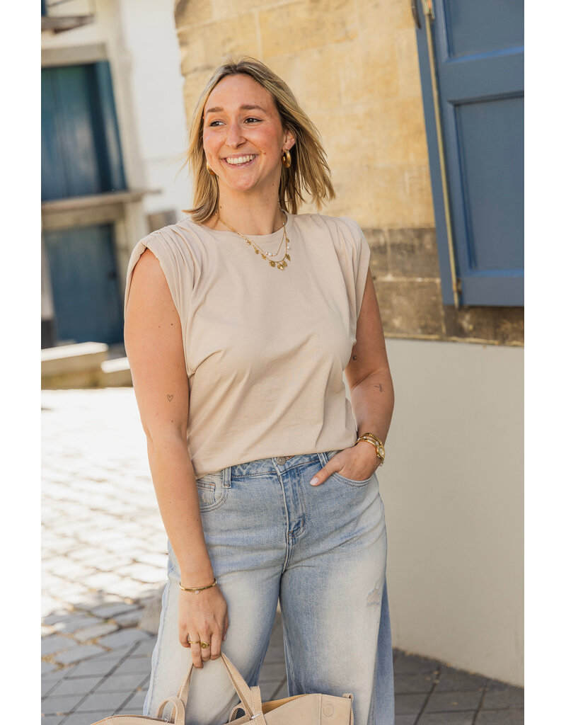21Jewelz Basic shirt met schoudervulling - beige